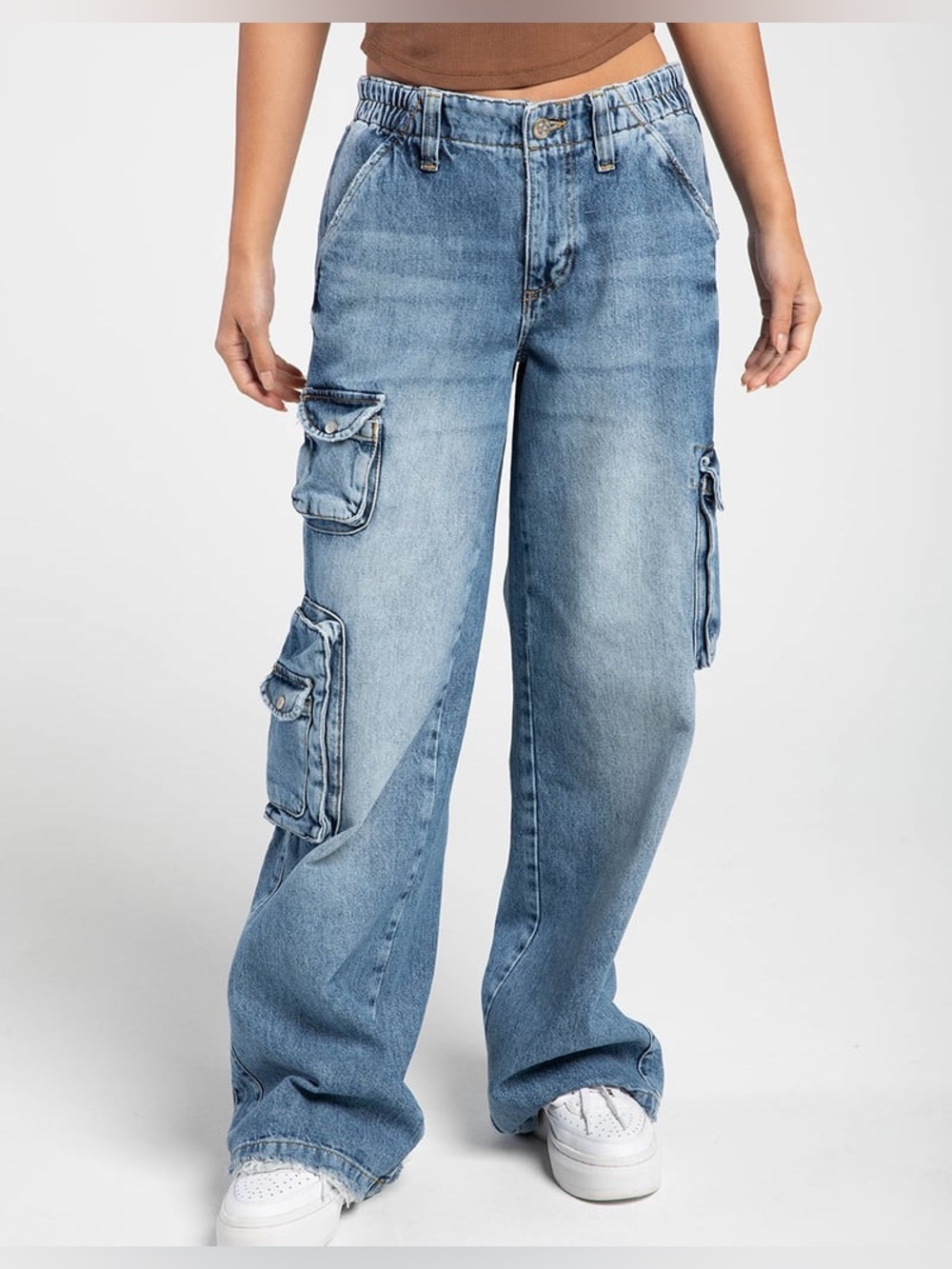BDG Urban Outfitters Y2K Cyber Denim Baggy Wide Leg Cargo Pants - Small - NWOT